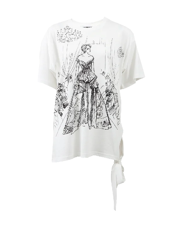 Oversize T-Shirt With Tie-- Fashionable Trendy Casual