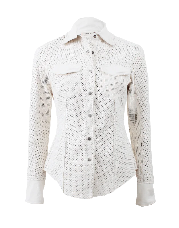 Robin Perforated Shirt-- Solid Print Embellished