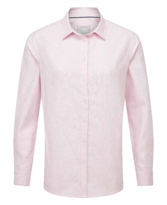 Cley Soft Oxford Shirt - Pink/Blue Stripe-- Striped Floral Plaid
