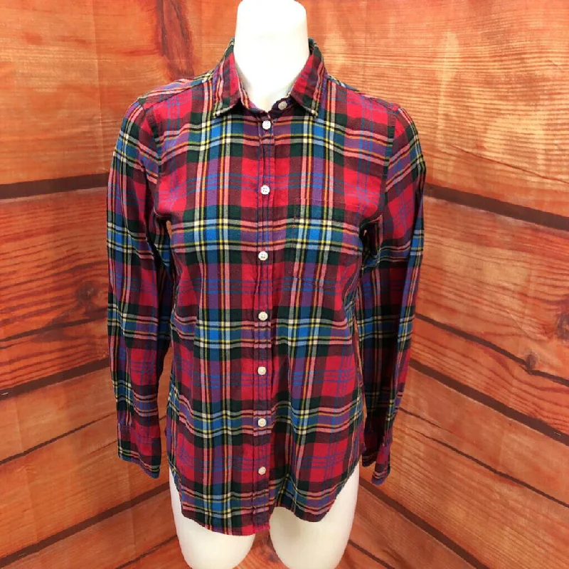 J CREW MERCANTILE RED FLANNEL SHIRT SZ XS TCC-- Mesh Blend Leather Blend Suede Blend