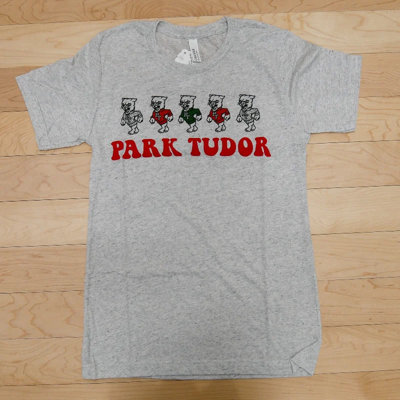 Short Sleeve Dancing Panther T-Shirt-- Houndstooth Herringbone Solid