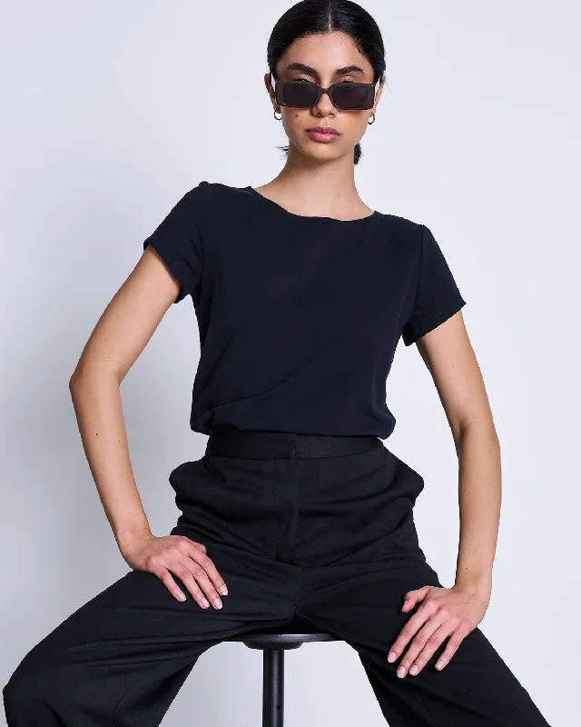 T-SHIRT OTTO SOFT BLACK GOTS-- Polka Dot Checkered Tartan