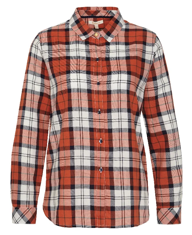 Moorland Check Shirt - Spiced Pumpkin/Navy Check-- Wool Fabric Cashmere Fabric Tweed Fabric