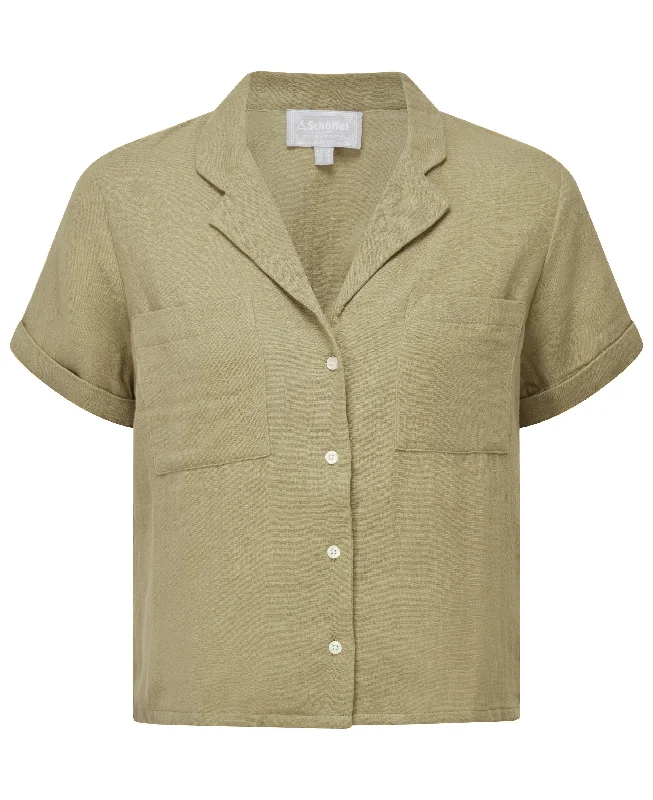 Summerfield Shirt - Light Khaki Green-- Mesh Blend Leather Blend Suede Blend
