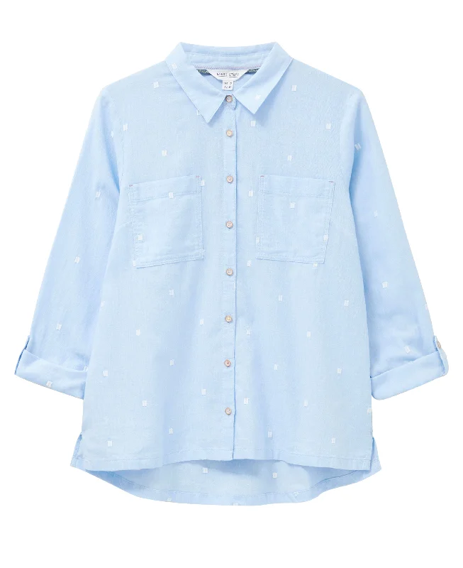 Sophie Organic Cotton Shirt - Blue Multi-- Graphic Embroidered Appliqued