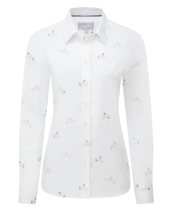 Norfolk Shirt - Ptarmigan Print-- Handmade Hand-knitted Hand-woven