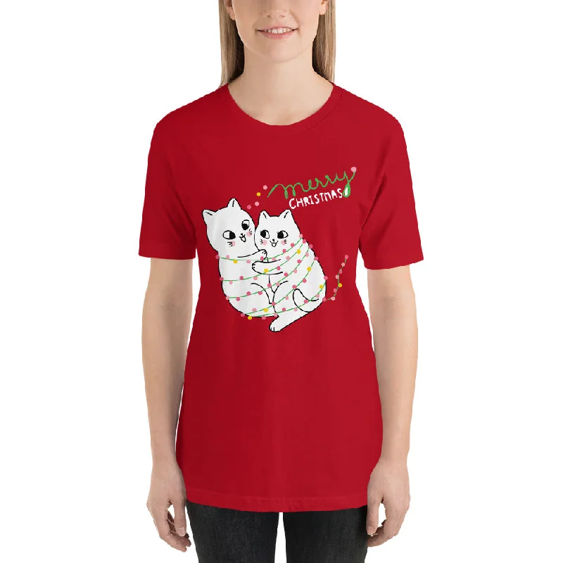 Grumpy Christmas Cat Short-Sleeve Women's T-Shirt-- Nylon Fabric Polyester Fabric Spandex Fabric
