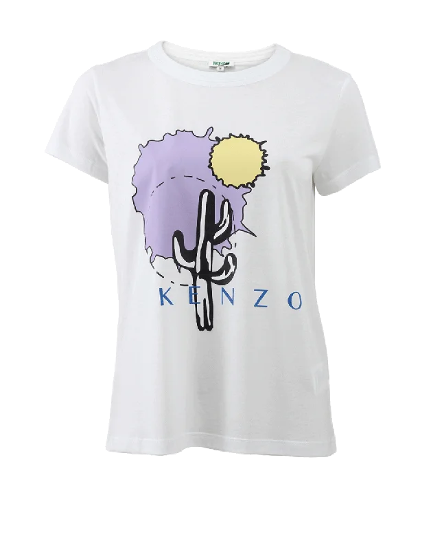 Cactus Print T-Shirt-- Real Fur Shearling Chenille