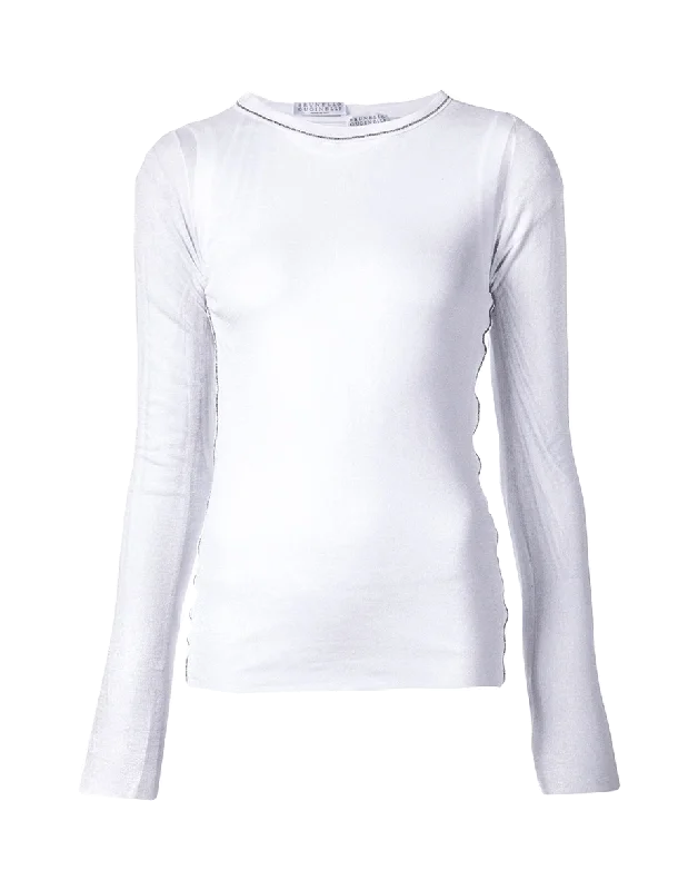 Gauze Overlay Fitted Shirt-- Spandex Blend Rayon Blend Denim Blend