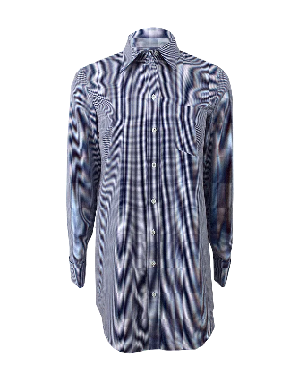 Gingham French Cuff Shirt-- Cotton Fabric Linen Fabric Terry Fabric
