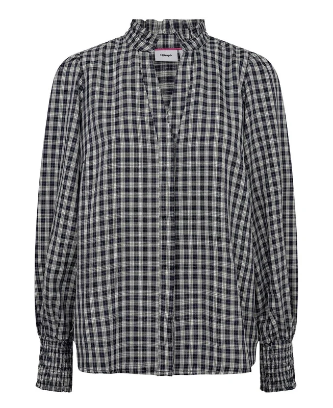 Nuali Shirt - Dark Sapphire-- Collared T-Shirt Boat Neck A-Line