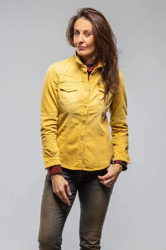 Sweetwater Denim Shirt In Curcuma-- Silk Blend Satin Velvet