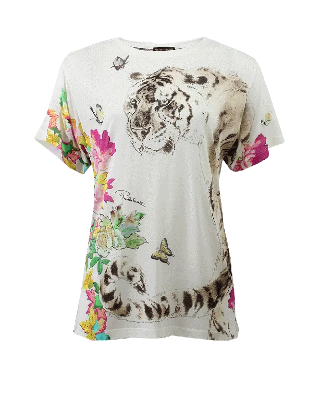 Tiger Print T-Shirt-- Lace Blend Ribbed Blend Corduroy Blend