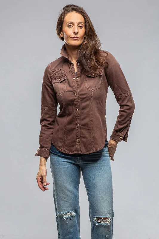 Sweetwater Denim Shirt In Mogano-- Real Fur Shearling Chenille