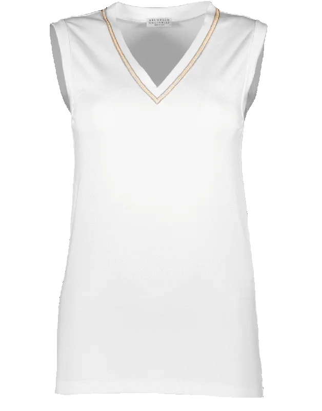 Flat Lurex Stitch T-Shirt-- Front Pockets Side Pockets Patch Pockets