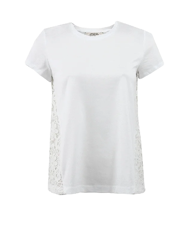 Playful Combo Lace T-Shirt-- Mesh Blend Leather Blend Suede Blend