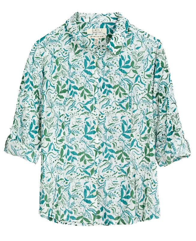 Larissa Shirt - Wandering Peas Chalk-- Silk Blend Satin Velvet