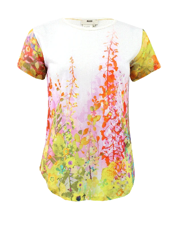 Floral Print T-Shirt-- Anti-Pilling Machine Wash Handmade