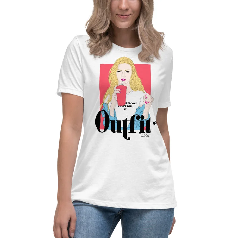 Outfit Today Women's Relaxed T-Shirt-- Collared T-Shirt Boat Neck A-Line