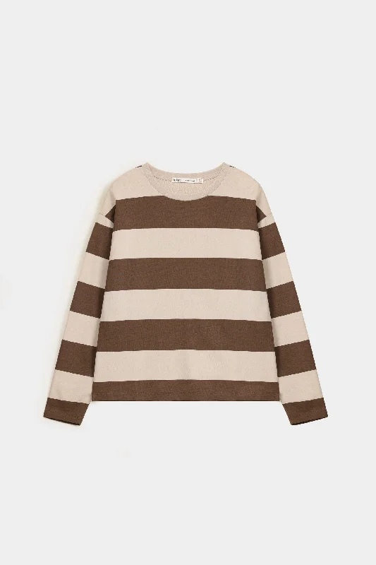 Striped T-Shirt-- Spandex Blend Rayon Blend Denim Blend