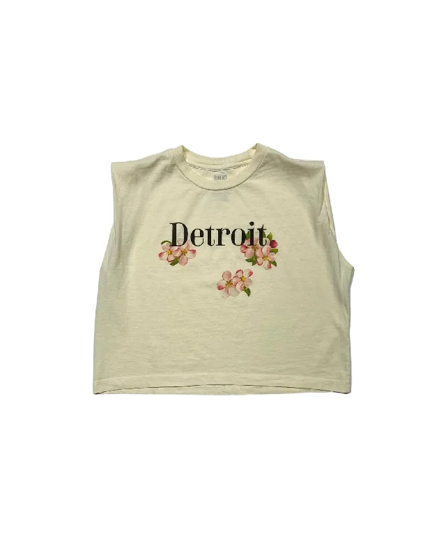 Ink Detroit- Apple Blossom Women's Heavyweight Muscle T-Shirt - Ivory-- Mesh Canvas Denim