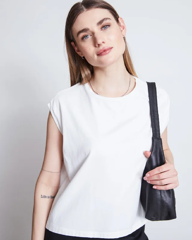 T-SHIRT OVAR WHITE GOTS-- Zippered Front Buttoned Front Snap Front