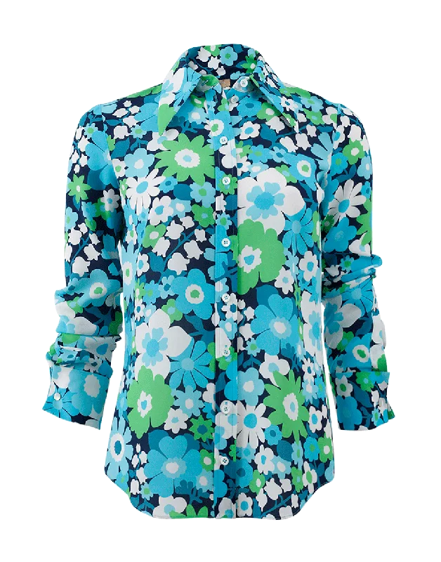 Floral Button Down Shirt-- Welt Pockets Slit Pockets Flap Pockets