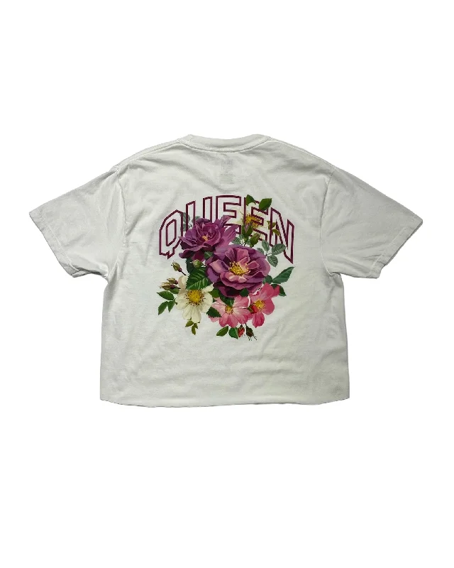 INK - Queen - Crop T-Shirt - White-- Zippered Buttoned Snapped