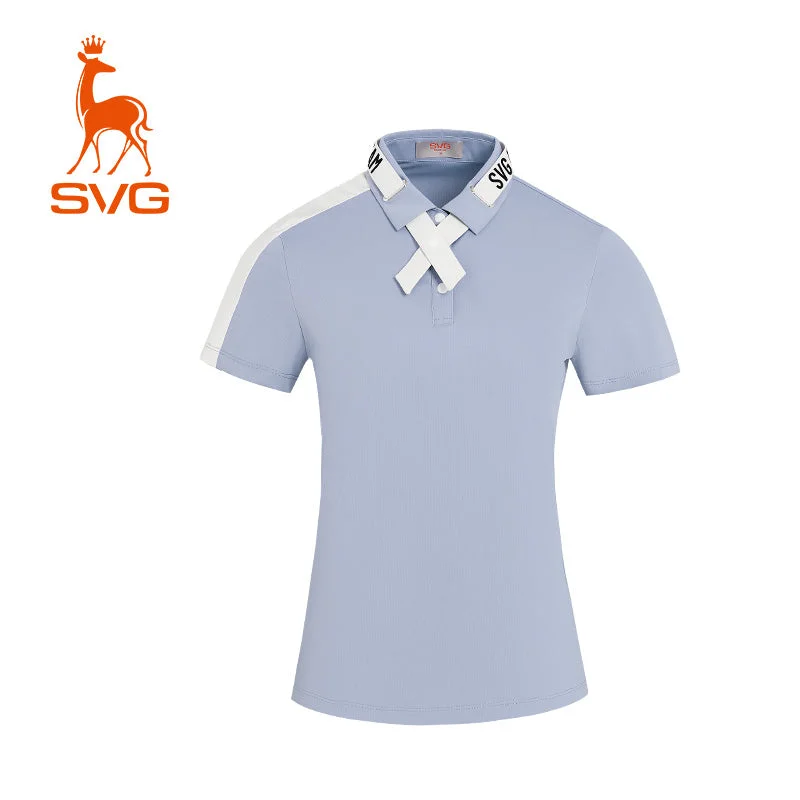 SVG Golf Women's Haze Blue Short-sleeved T-shirt-- Welt Pockets Slit Pockets