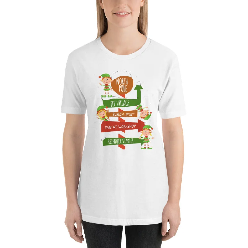 North Pole Sign Board Short-Sleeve Women's T-Shirt-- Cotton Fabric Linen Fabric Terry Fabric