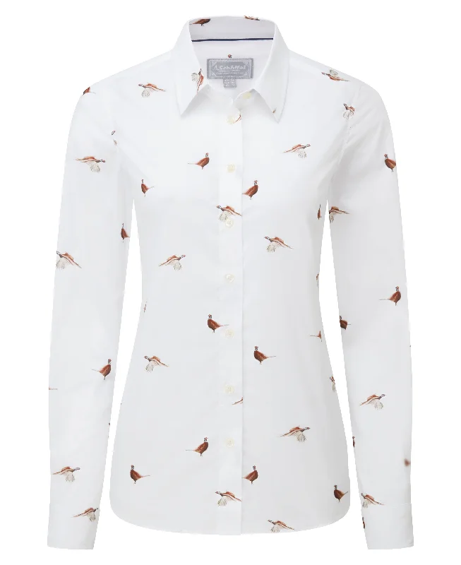 Norfolk Shirt - Pheasant Print-- Anti-Shrink Durable Soft