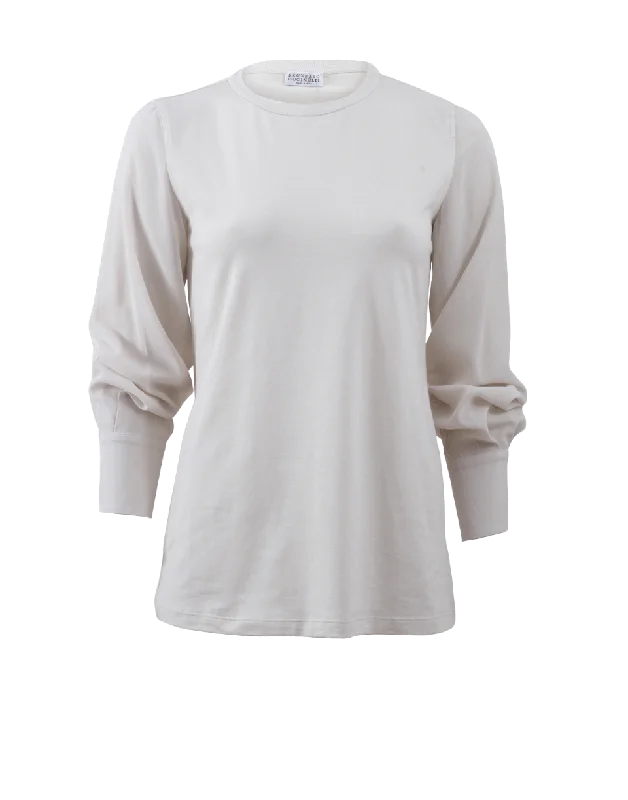 Silk Sleeve T-Shirt-- Chenille Blend Fleece Blend Nylon Blend