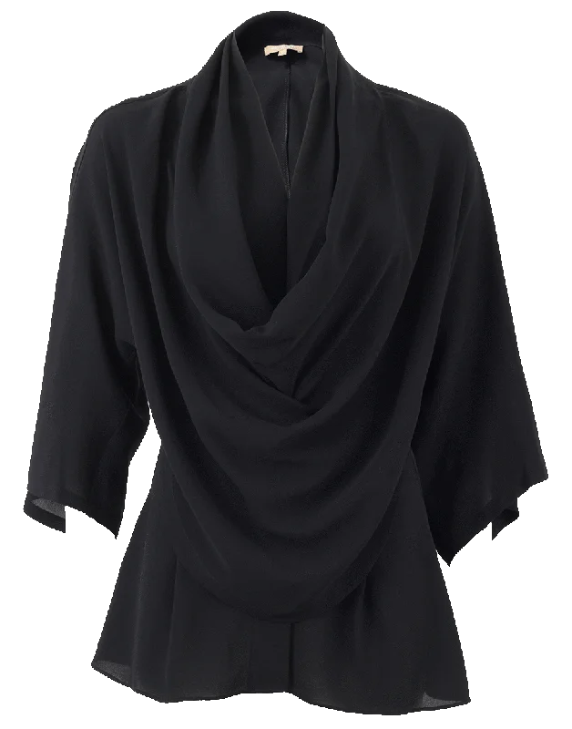 Kimono Shirt-- Hooded Caped Shawl Collar