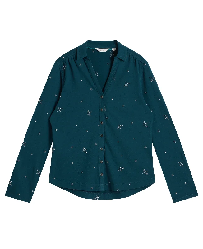 Annie Embroidered Shirt - Teal Multi-- Layered Multi-layer Single Layer