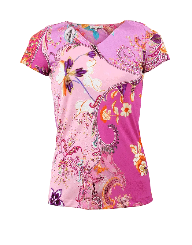 Paisley Print T-Shirt-- Chenille Brocade Lace