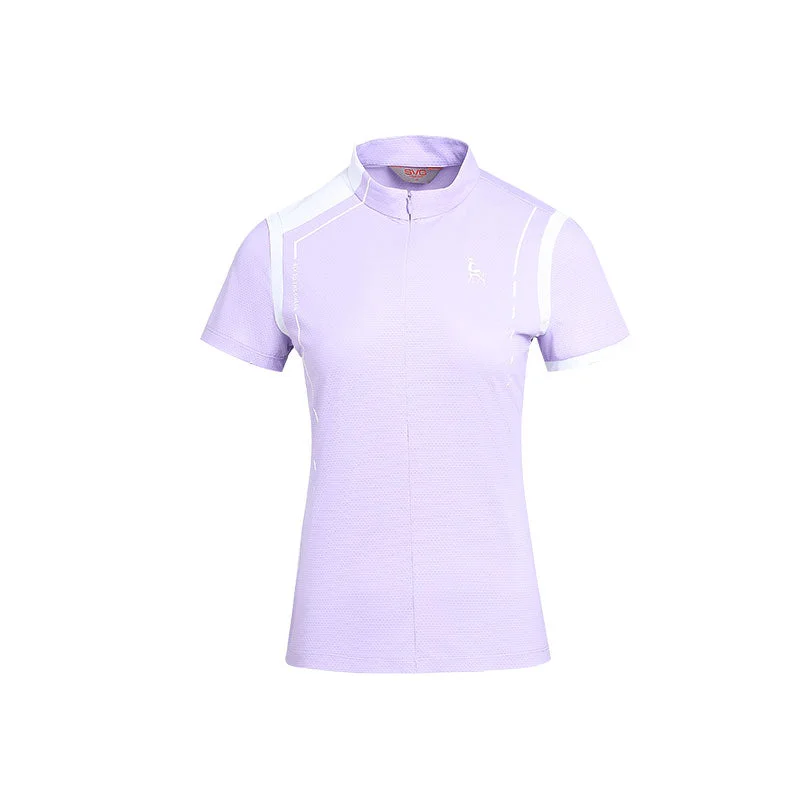 SVG Golf Women's Light Purple T-shirt Stand Collar-- Front Pockets Side Pockets Patch Pockets