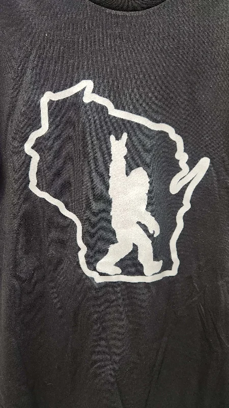 Wisconsin Sasquatch T-Shirt - Black & Gray-- Terry Blend Velvet Blend Canvas Blend