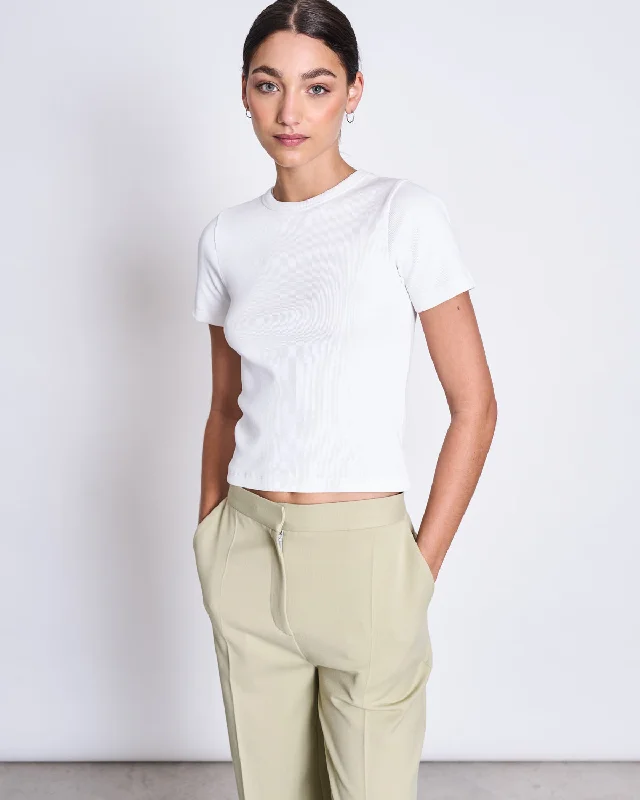 RIB T-SHIRT NILE WHITE GOTS-- Oversized T-Shirt Spandex breathable