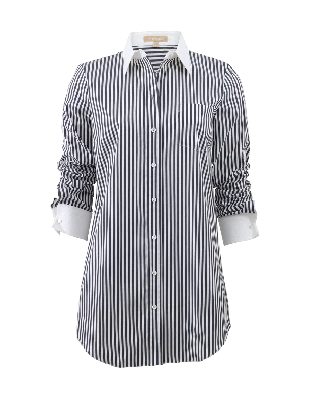 Striped French Cuff Shirt-- Collared Crew Neck Turtle Neck