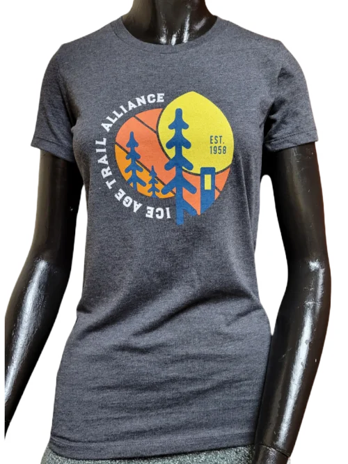Women's Slim Fit Ice Age Trail Alliance T-Shirt-Grey-- Spandex Blend Rayon Blend Denim Blend
