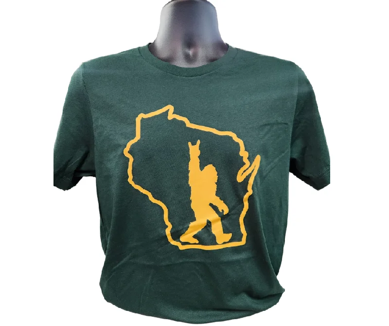 WI Sasquatch T-Shirt - Green & Gold-- Mesh Blend Leather Blend Suede Blend