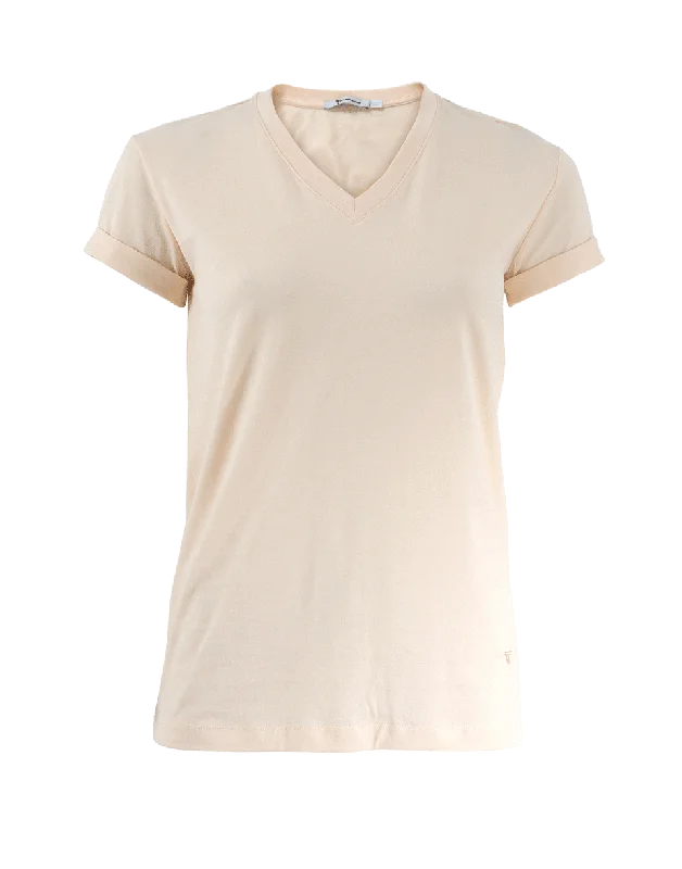 Cuff Sleeve T-Shirt-- Machine Wash Dry Clean Hand Wash