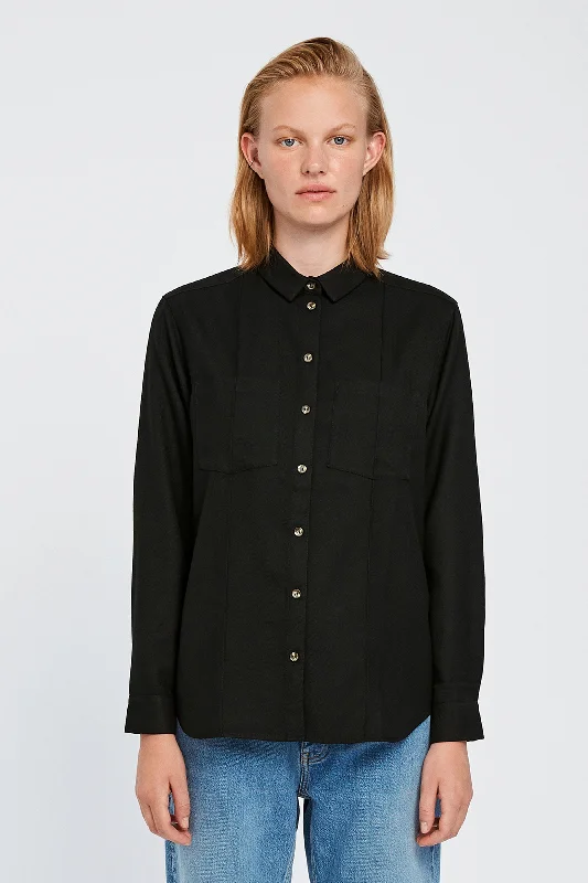 Kaitlyn Shirt - Black-- Thin T-Shirt Open Front Quick Dry