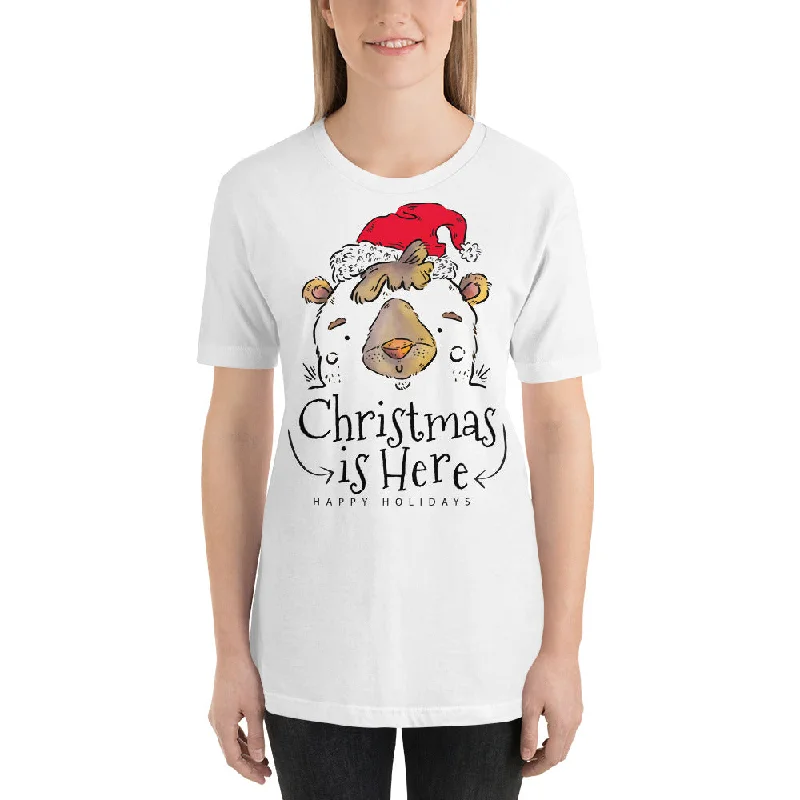 Christmas is Here Short-Sleeve Women's T-Shirt-- Chenille Fabric Brocade Fabric Lace Fabric