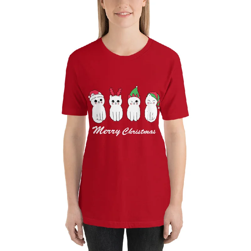 Christmas Cats Short-Sleeve Women's T-Shirt-- Fleece Fabric Down Fabric Feather Fabric
