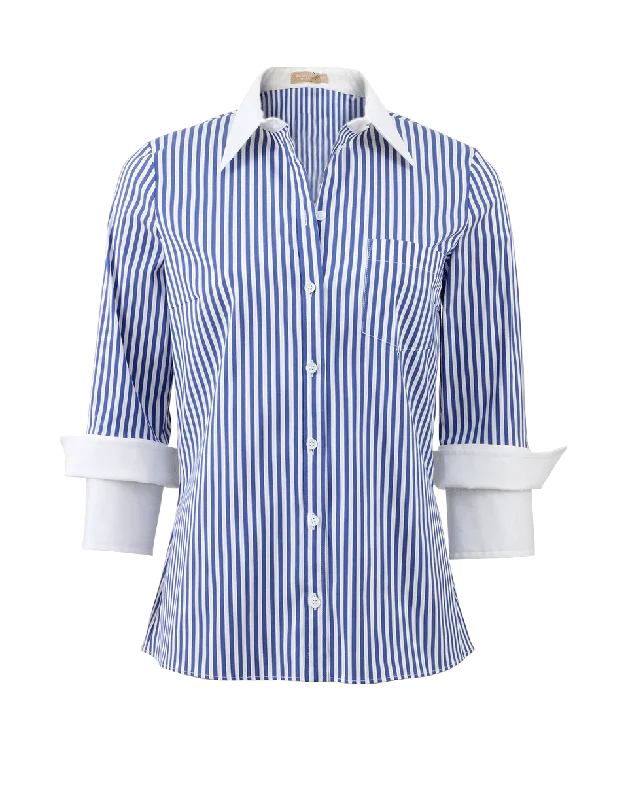 Double Cuff Striped Shirt-- Print Jacquard Patchwork