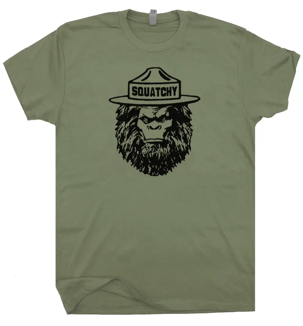 Squatchy Smokey the Bear Shirt Tee - Green-- Lace Blend Ribbed Blend Corduroy Blend
