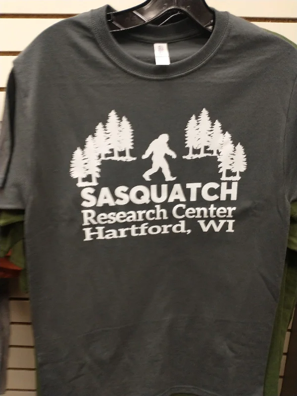 Sasquatch Research Center T-Shirt - Dark Gray-- Print Jacquard Patchwork