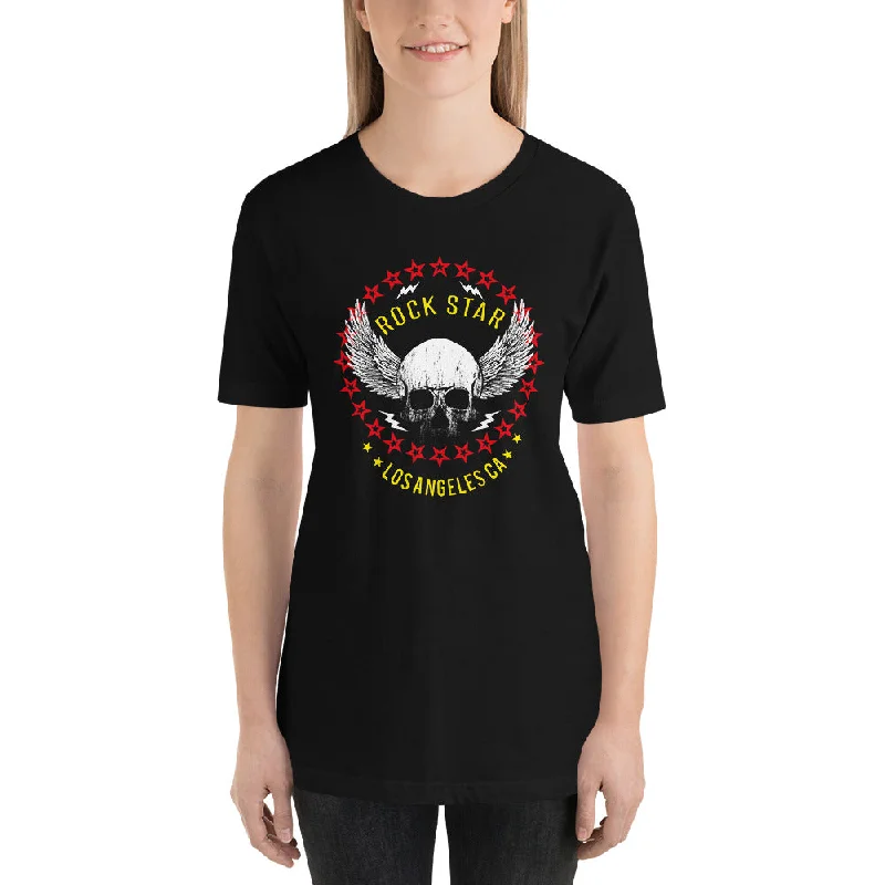 Los Angeles Rockstar Women's Short-Sleeve  T-Shirt-- Handmade Hand-knitted Hand-woven