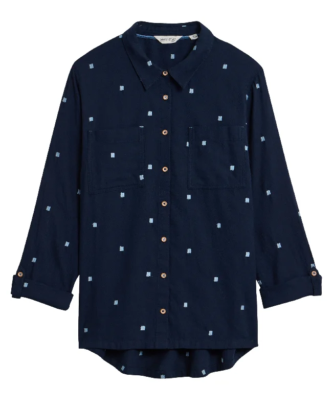 Sophie Organic Cotton Shirt - Dark Navy-- Chenille Fabric Brocade Fabric Lace Fabric
